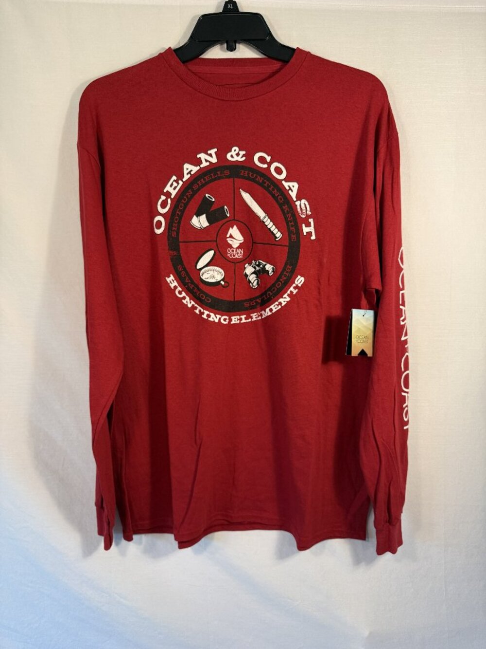 NWT Ocean Coast Men XL Red Graphic Long Sleeve Tee